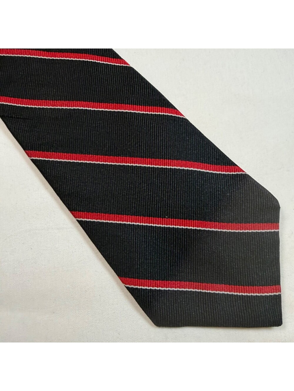 Liberty of London Black & Red Repp Vintage Long Power Neck Tie 61" x 3.75" IBB05